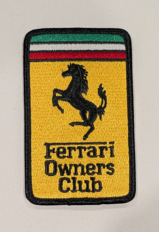 Ferrari Owners Club Italian Auto F1 Patch, Iron On/Sew On