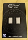 WESSEX MINT 2 x 1g 999 FINE SILVER BAR EAGLE 🦅 DESIGN ORIGINAL RETAIL PACKAGING
