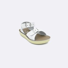 New Sun-San Salt Water Sandals,surfer style hook loop, white, child 11,NWT