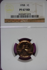 1958 NGC PF67 RD LINCOLN WHEAT CENT #B51632
