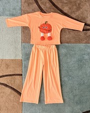 Kids Orange Pumpkin Halloween Applique Pajama Set