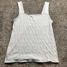 LOFT Outlet Tank Top Womens Large Blue Textured Square Neck Sleeveless Cami