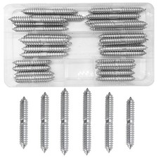 30 Pcs M8 Double Sided Screws, Galvanized Dowel Screw Self-Tapping Double Ended 