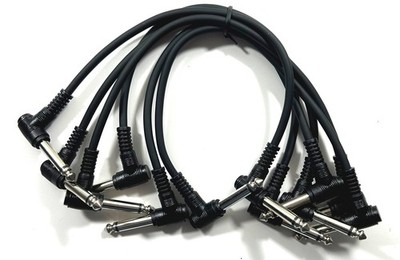 Perfektion Patch Cables 12 inch (1 foot) 6 Pack 1/4'' Angled Ends Black
