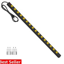 Long Metal 16 Outlet Wide Spaced Garage Industrial Heavy Duty Power Strip wit...
