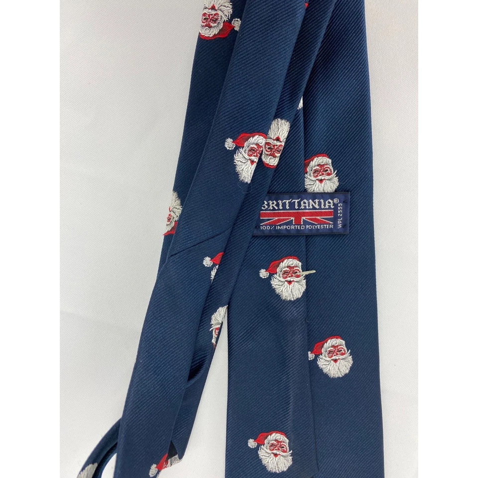 Corbata Brittania Para Hombre Azul Marino Papá Noel Vacaciones Navidad Corbata Poliéster 57" Foto 4 de 4