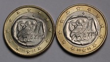 2005 & 2006 Greece 1 Euro Coins (2)  Bimetallic KM# 187   Unc