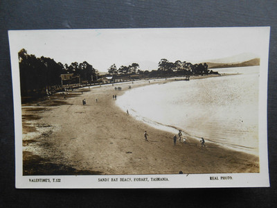 Sandy Bay Beach HOBART Tasmanien Australien *Vintage* Valentines RP um 1920 #T122