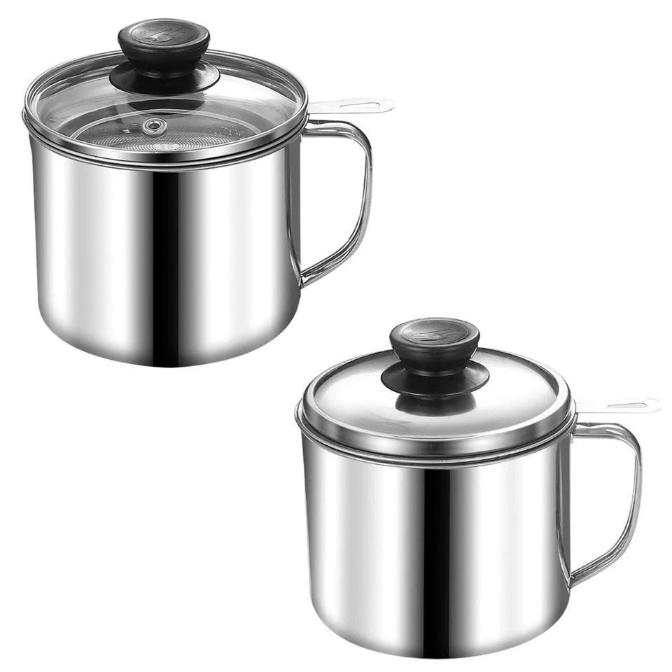 Bacon Grease Container Grease Strainer Easily Refill 1.3L Stainless Steel Oil