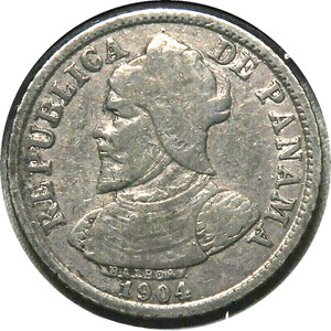 elf Panama 5 Centesimos 1904 (P) Silver Balboa  Philadelphia Mint