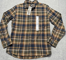 Eddie Bauer Mens Shirt Classic Fit Flannel Small New Loden Rosen Brown Plaid