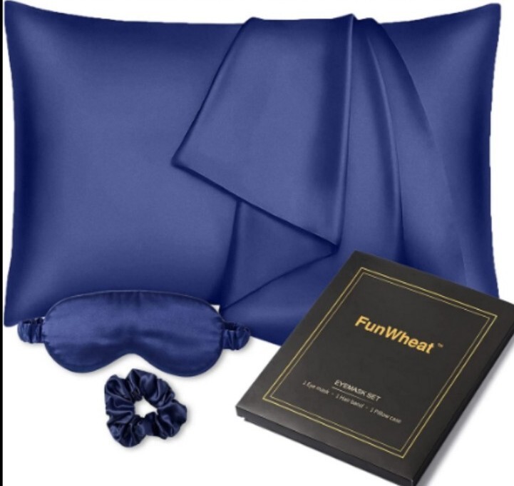FunWheat Satin Silk Pillowcase for Hair and Skin, Satin Sleep Mask for Sleeping-image