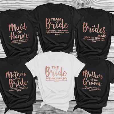 Personalisierte Junggesellinnenabschied T-Shirts | Die Braut | Team Braut | Hen Do Tops Junggesellenabschied