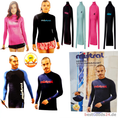 Mistral UV Badeshirt Damen Herren Schwimmshirt UPF 50+ Surfshirt YKK Reißverschl