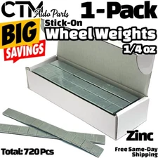 Tire Balancing Wheel Weights Stick-On Adhesive 1/4 oz Zinc BIG BOX 720 ct.