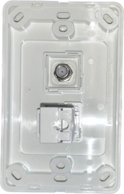 White Gloss Coaxial TV Antenna Outlet Wall Plate - Single Socket For Aerial Connection