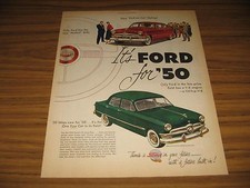 1950 Print Ad 50 Ford Cars Has New Hushed Ride Red Green