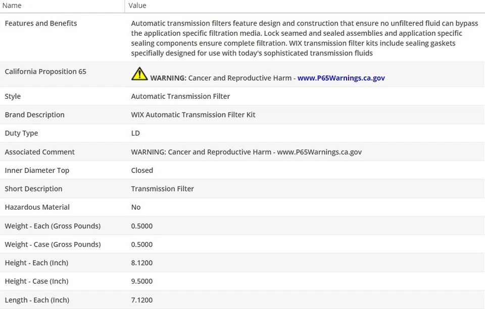 Filtro de aceite tipo OEM WIX para GMC JIMMY 1975-1979 V8-6,6 L Foto 3 de 4