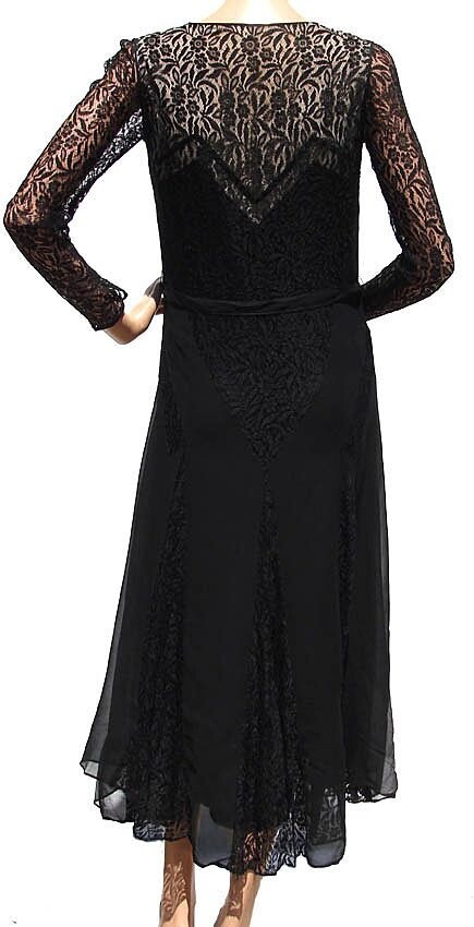 Vintage 1930s Black Lace and Chiffon Dress - Art Deco Styling | eBay
