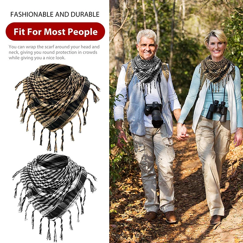 Cachecol militar Shemagh tático deserto Keffiyeh envoltório com borla pescoço cabeça cachecol - Imagem 3 de 4