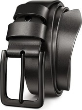 "Mens Belt,Genuine Leather Belts for Men,Mens Dress waist size 34-37"" Black "