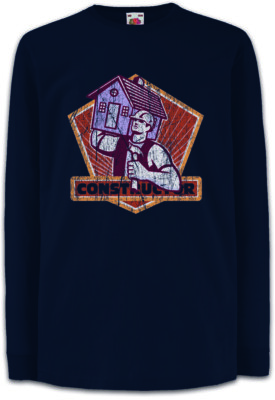 Constructor V Kinder Langarm T-Shirt Housebuilder Bricklayer Mason Homebuilder
