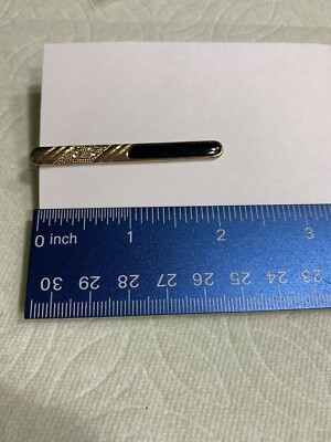 Barre De Cravate Vintage En Or Avec Strass Noirs - 2-1/4 Pouces - Modèle CLK-23