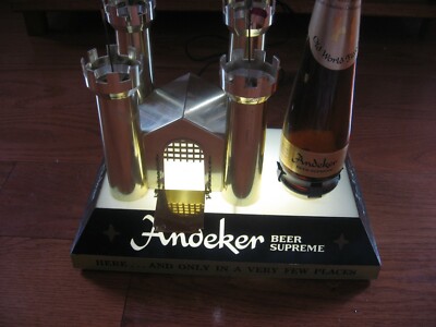 Vtg Andeker Beer Light Up Castle Sign Bar Display Advertising