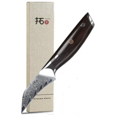 TURWHO 3.5'' Paring Knife Japanese VG10 Damascus Steel Bird's Beak Peeling Knife