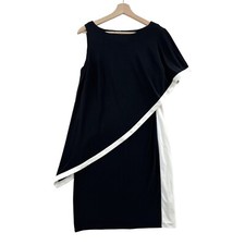 NEW Lauren Ralph Lauren Black/White Asymmetrical Sleeveless Dress 8