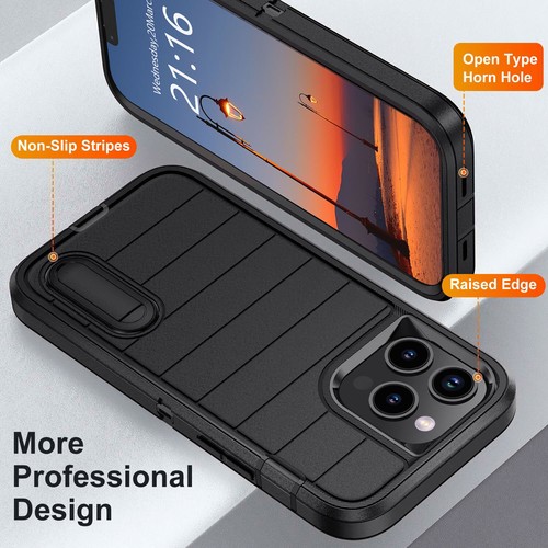 For Apple iPhone 13 Pro Max/13 Pro/13 Shockproof Case Stand Holder Rubber Cover - Picture 16 of 36