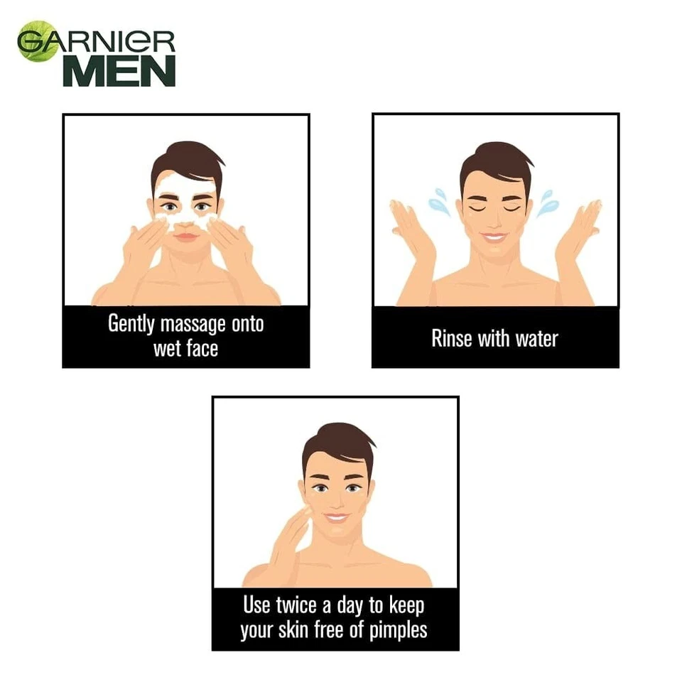 Garnier Men Acno Fight lavado facial para piel propensa a granos y acné, paquete de 2 150 g Foto 3 de 4