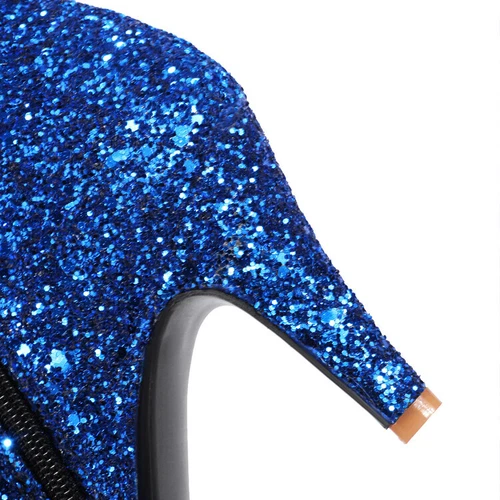 Womens Pointed Toe Shoes Glitter Party Bootie High Heel Zipper Dress Ankle Boots - Bild 10 von 19