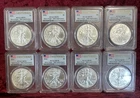 8 Coin Lot 2016 Silver American Eagle MS70 PCGS First Strike .999 Fine Silver