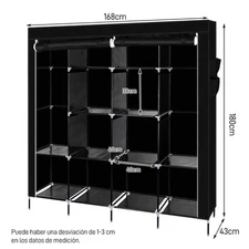 LEADZM 4-layer 12-grid with cloth cover, 2 hanging rods, 4 side pockets, non-wov