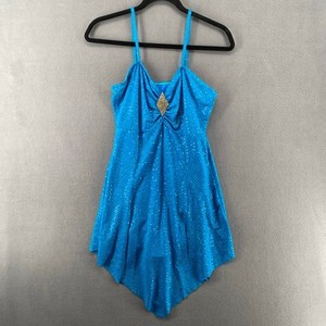 Designs For Dance Costume Turquoise Sequin Silver Womens Large Blue Layered