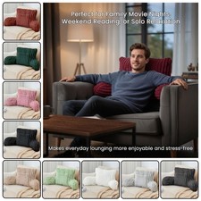 Faux Fur Ribbed Backrest Gaming Reading H- Shape Cuddle Pillow Bed Chair Cushion