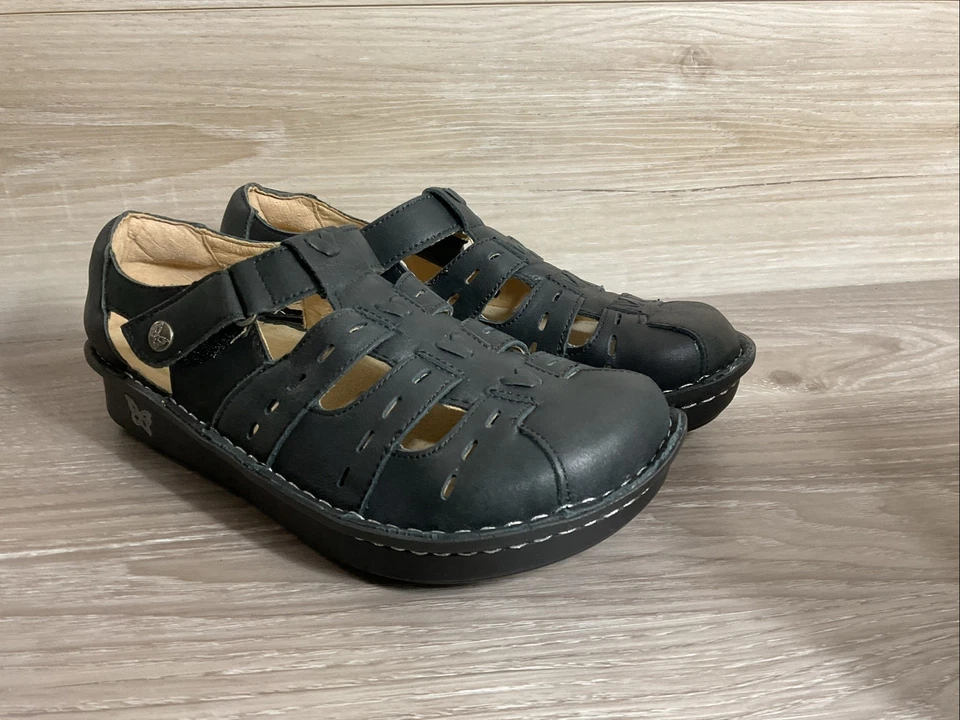 Alegria PG Lite Pesca Black Sandal Womens Sz 39 US 8.5 Leather Fisherman - Image 2 of 4