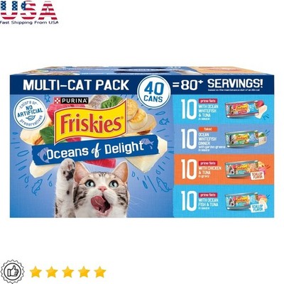 Wet Cat Food Variety Pack Gravy Flavors Ocean Fish Tuna Poultry 40 Cans New
