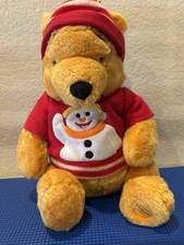 Disney Winnie the Pooh Holiday Plush Snowman Sweater 12  Vintage Christmas