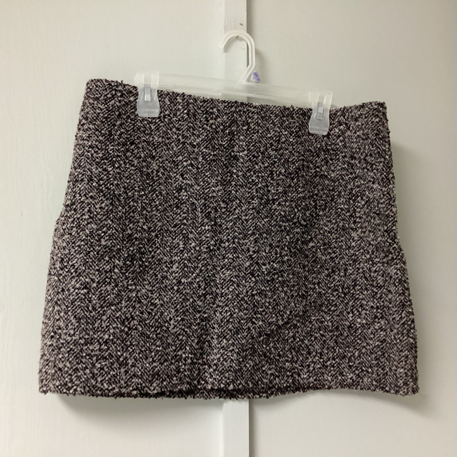 New H & M Skirt Women's Size 12 BrownBlack Tweed Wool Blend Lined A-Line Mini thumbnail 6