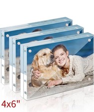 2 PcsAcrylic Picture Frame Double Sided Plexiglass Clear Magnet Frame, 5mm 4  x6  