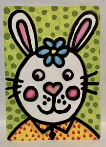 ACEO Original acrylic painting of a well dressed bunny by artist Gemma Flavin