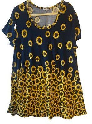 J for Justify sunflower blue sun dress 3x middi length casual soft fun