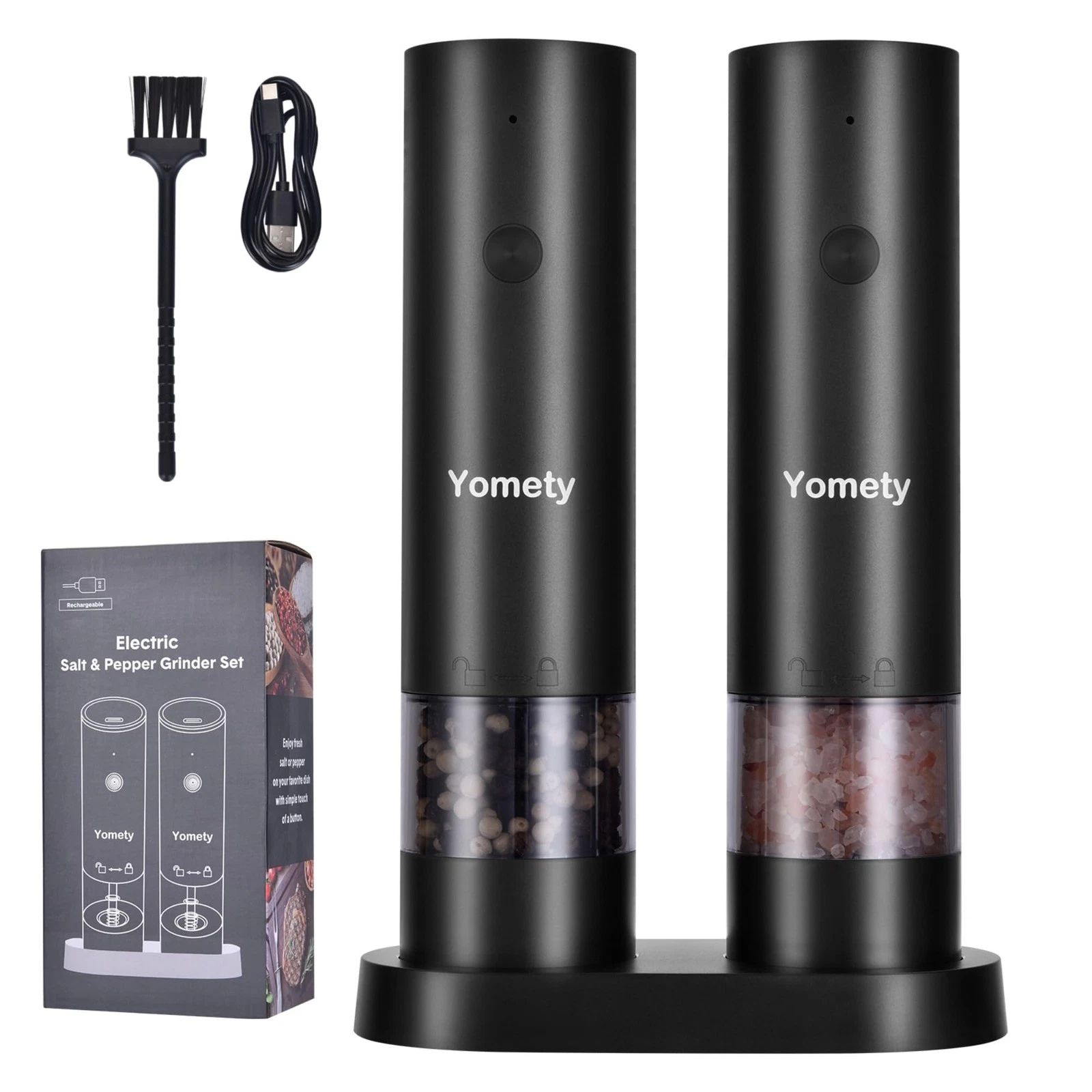 Electric Salt and Pepper Grinder Set-Rechargeable Salt and Pepper Mill Set Al...