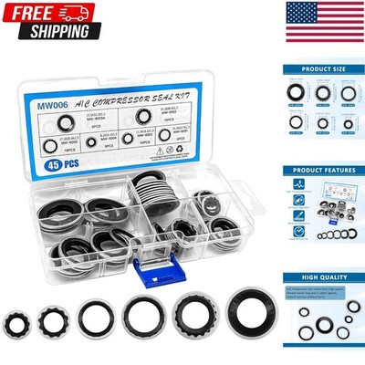Air Conditioning Compressor Port Seal Washer Kit A/C Gasket Assortment 45 Pcs...