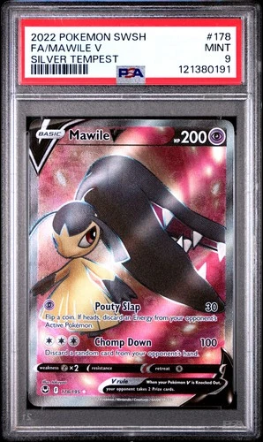 2022 POKEMON SWORD & SHIELD SILVER TEMPEST #178 FULL ART/MAWILE V PSA 9