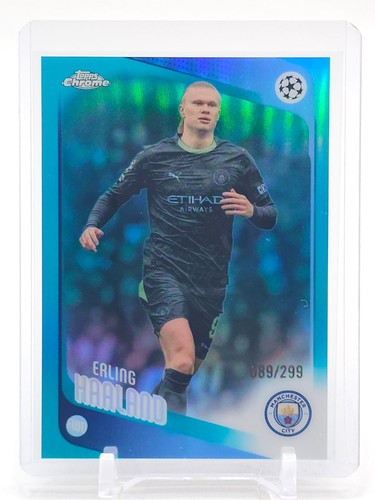 ERLING HAALAND 2025-26 TOPPS CHROME UEFA CL TEAL REFRACTOR /299 #181 CITY Q7656