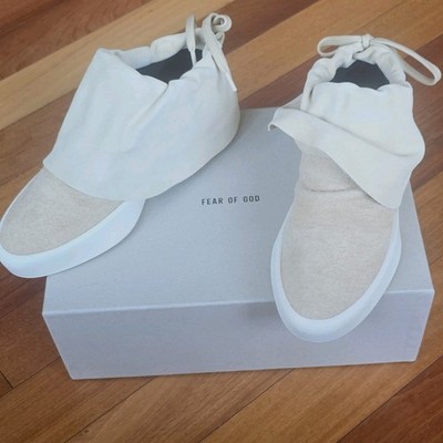Fear of God Men's Low Top Suede Lace-Up Sneakers Solid Beige/White