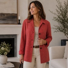Sigrid Olsen Women's Blazer Size 8 Red Career Office Casual Jacket
